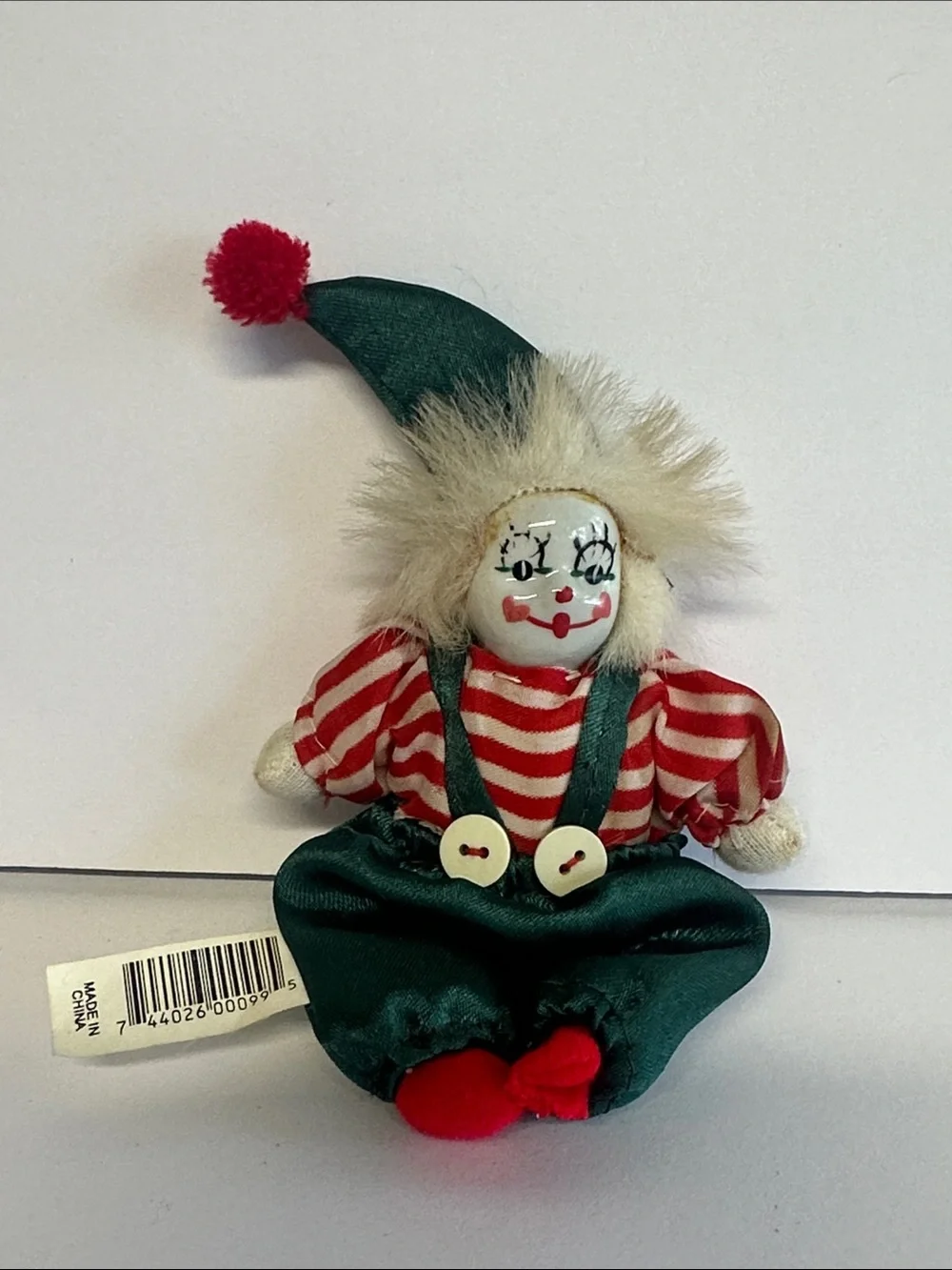Festive Clown Doll in Red and Green